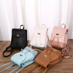 Women High Leather Backpack Phone Pouch Travel Rucksack