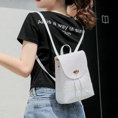 Women High Leather Backpack Phone Pouch Travel Rucksack