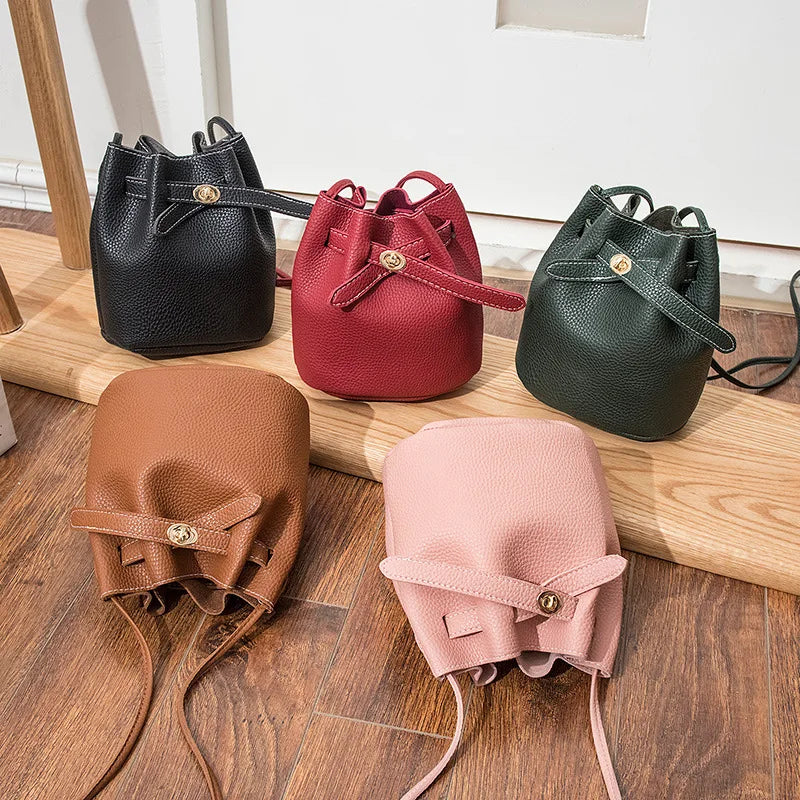Women Bucket Crossbody Bags Mini Wide Strap Shoulder Handbags
