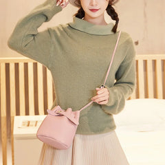 Women Bucket Crossbody Bags Mini Wide Strap Shoulder Handbags