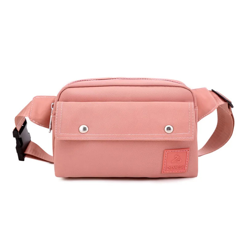 Women Sports Chest Bag Large Capacity Nylon Crossbody Phone Bag