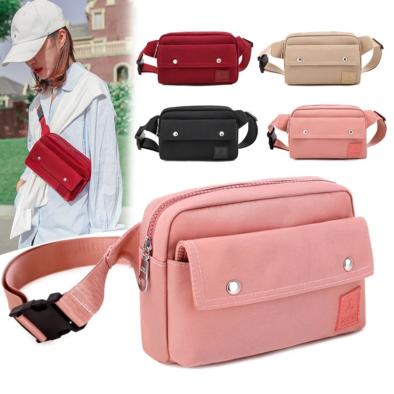 Women Sports Chest Bag Large Capacity Nylon Crossbody Phone Bag