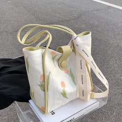Print Large Shoulder Bag Soft Cloth Fabric Handbag for Women