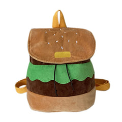 Hamburger Backpack Canvas/Plush Drawstring Schoolbag for Daily Occasion Shopping
