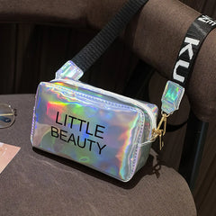 Women Laser Messenger Bag Shoulder Bag PVC Jelly Small Tote Messenger Bag