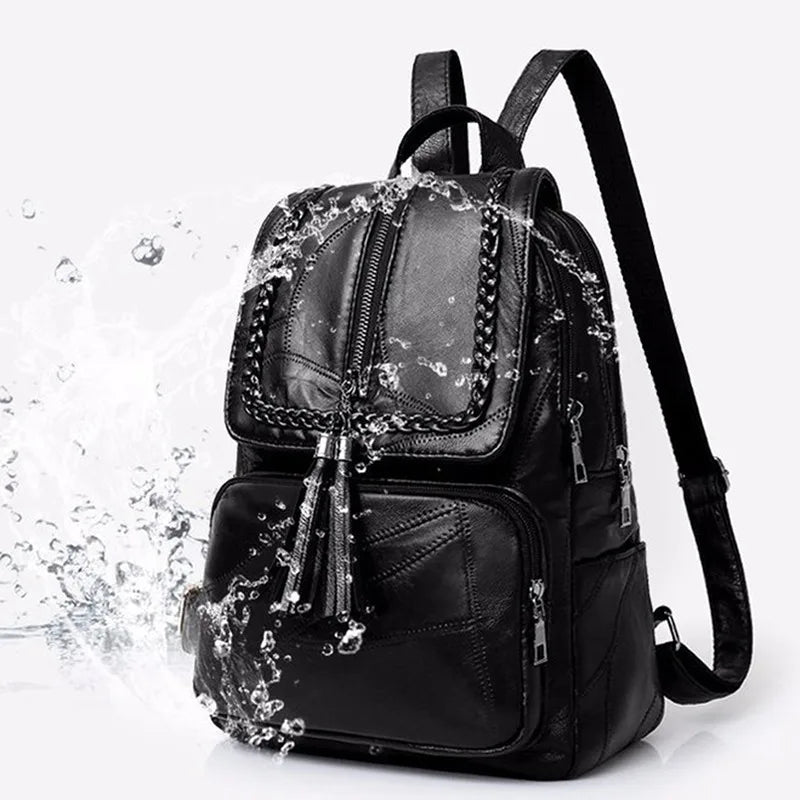 Women Leather Backpack School Bag Waterproof Travel Shoulder