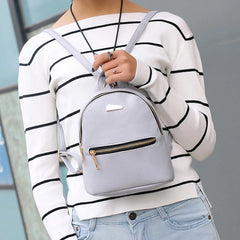 Women Leather Backpack School Rucksack Solid Ladies Satchel Travel Bag