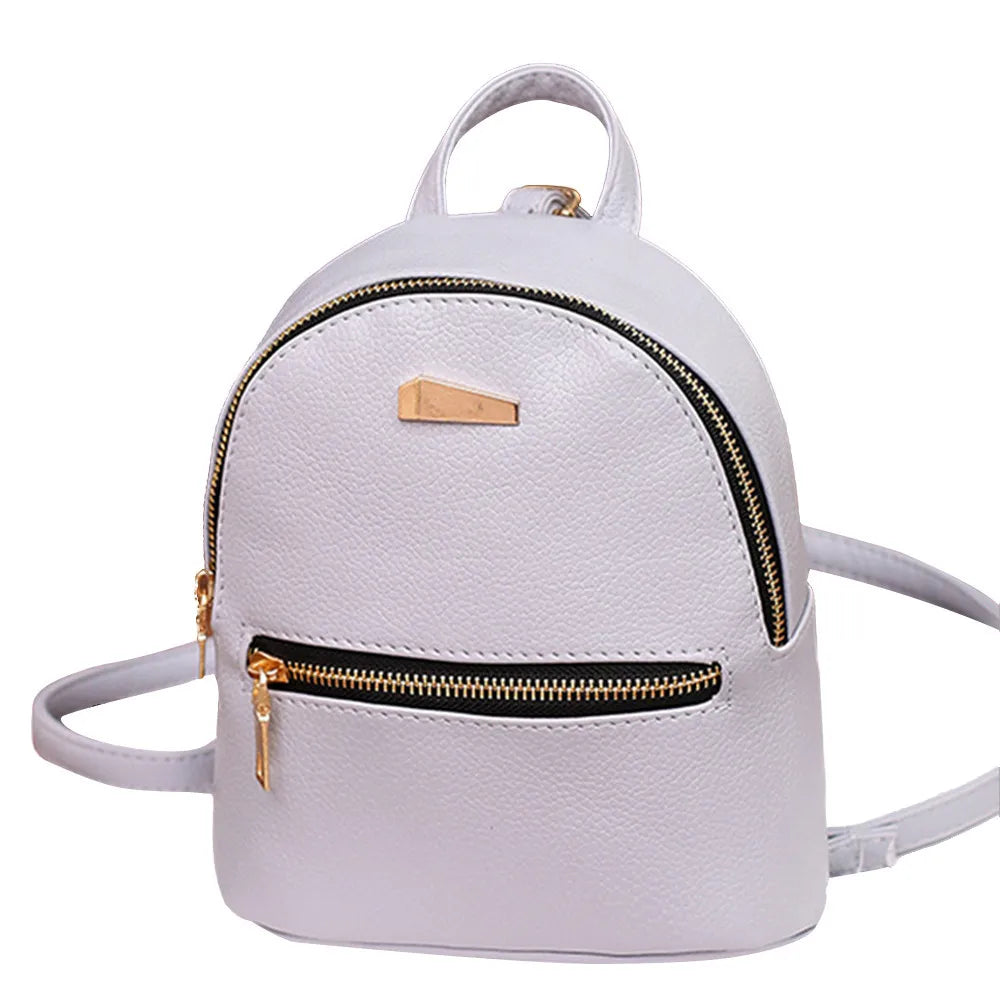 Women Leather Backpack School Rucksack Solid Ladies Satchel Travel Bag