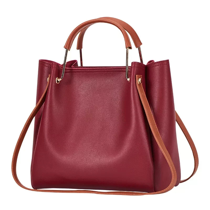 Women Leather Handbag Large Capacity Casual Tote Bag Lady Messenger Shoulder Bag