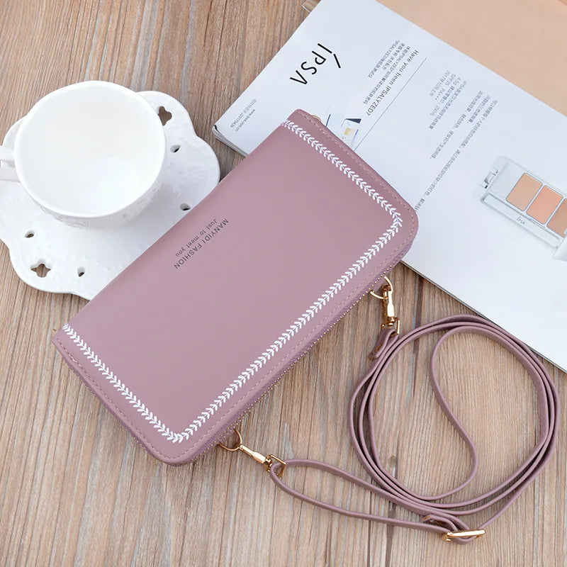 Women Leather Large Capacity Messenger Purse Solid Zipper Shoulder Bag