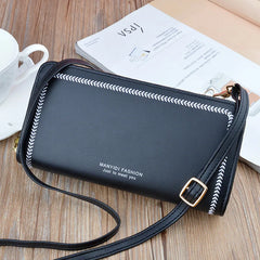 Women Leather Large Capacity Messenger Purse Solid Zipper Shoulder Bag