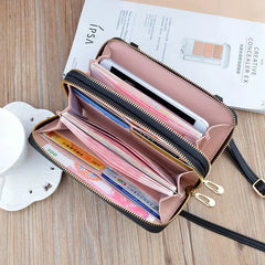 Women Leather Large Capacity Messenger Purse Solid Zipper Shoulder Bag