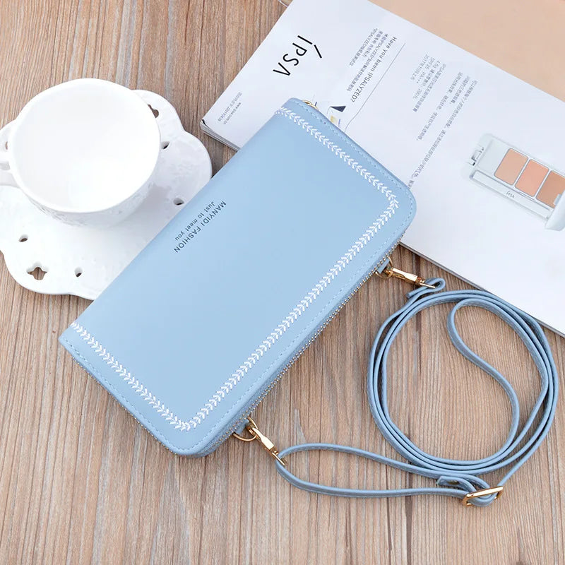 Women Leather Large Capacity Messenger Purse Solid Zipper Shoulder Bag