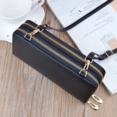 Women Leather Large Capacity Messenger Purse Solid Zipper Shoulder Bag