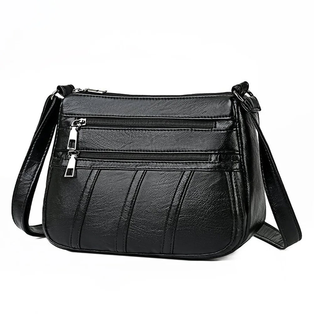 Women Leather Shoulder Bag Multi-pocket Mother Female Zipper Crossbody Handbags