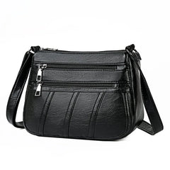 Women Leather Shoulder Bag Multi-pocket Mother Female Zipper Crossbody Handbags