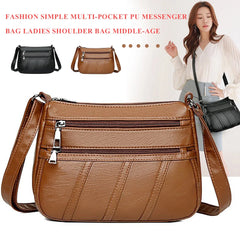 Women Leather Shoulder Bag Multi-pocket Mother Female Zipper Crossbody Handbags