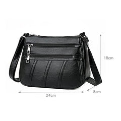 Women Leather Shoulder Bag Multi-pocket Mother Female Zipper Crossbody Handbags