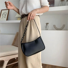 Women Leather Chain Handbag Retro Tote Shoulder Bag