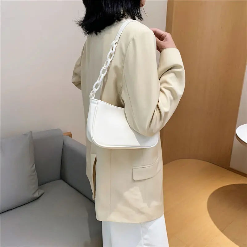 Women Leather Chain Handbag Retro Tote Shoulder Bag