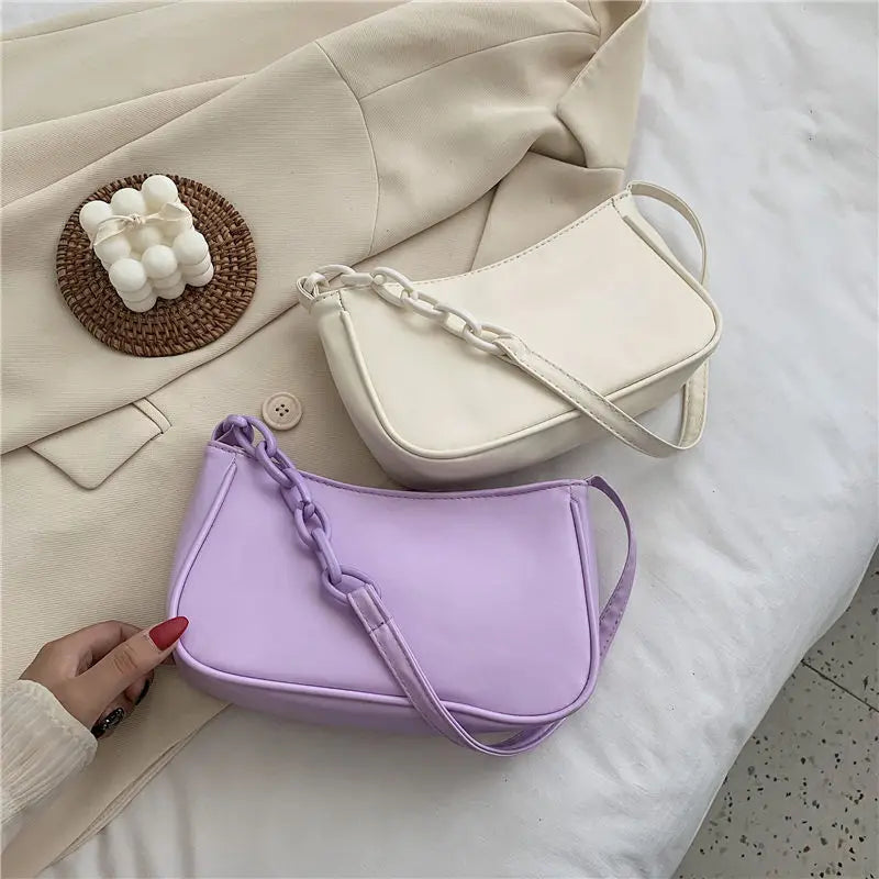 Women Leather Chain Handbag Retro Tote Shoulder Bag