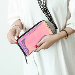 Hologram Laser Silver Long Clutch Wallet Female Purse