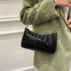 Women Leather Zipper Bag Small Casual Messenger Bag Shopping Travel Chain Bags