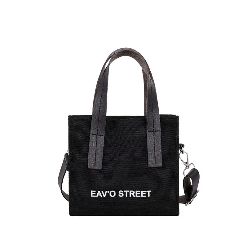 Women Letters Print Canvas Tote Bag Crossbody Money Bag Classic Messenger Bag