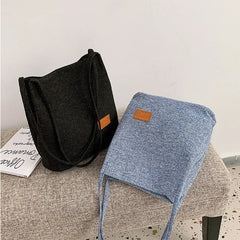 Linen Shoulder Bag Canvas Student Messenger Double Straps Handbag Shopper Tote