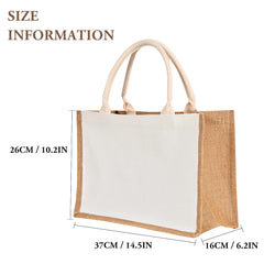 Letter Print Women Linen Tote Large Capacity Handbag Shoulder Bag