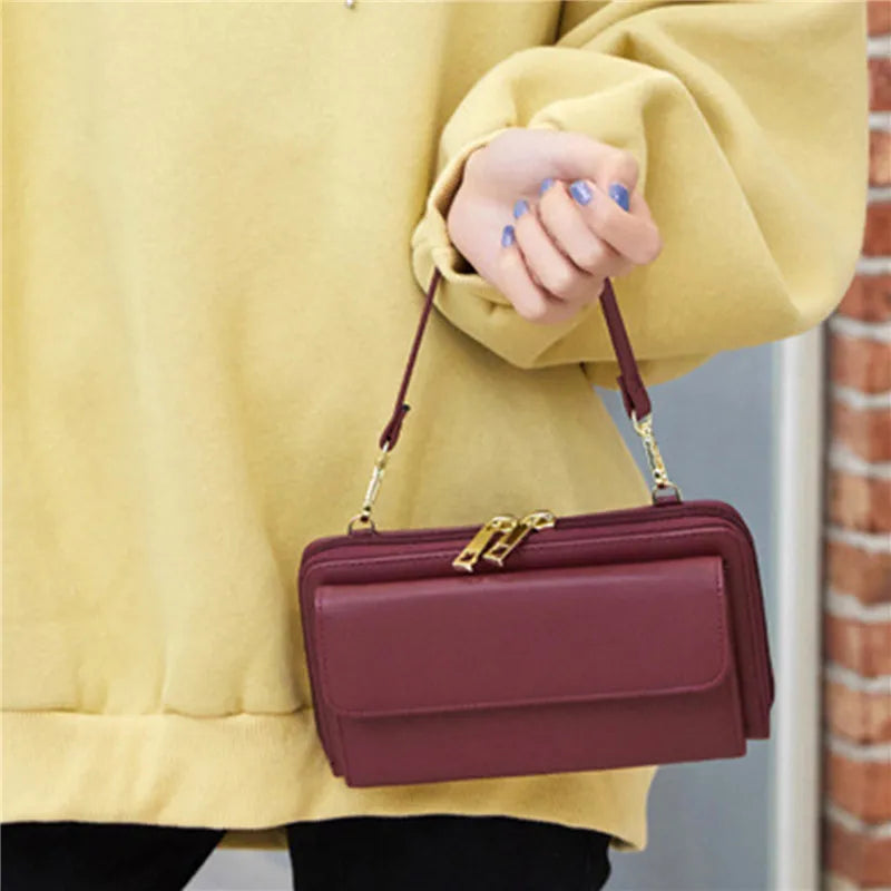Women Long Crossbody Bag Touch Screen Wrist Phone Purse Large Capacity