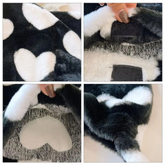 Heart Pattern Plush Shoulder Bags Soft Handbags Winter Fluffy Totes