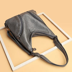 Soft Leather Rivet Shoulder Bag Multifunction Backpack Large Capacity