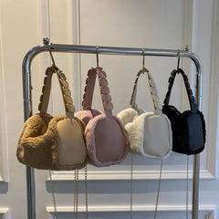Winter Women's Faux Fur Shoulder Bag Soft Plush Handbag