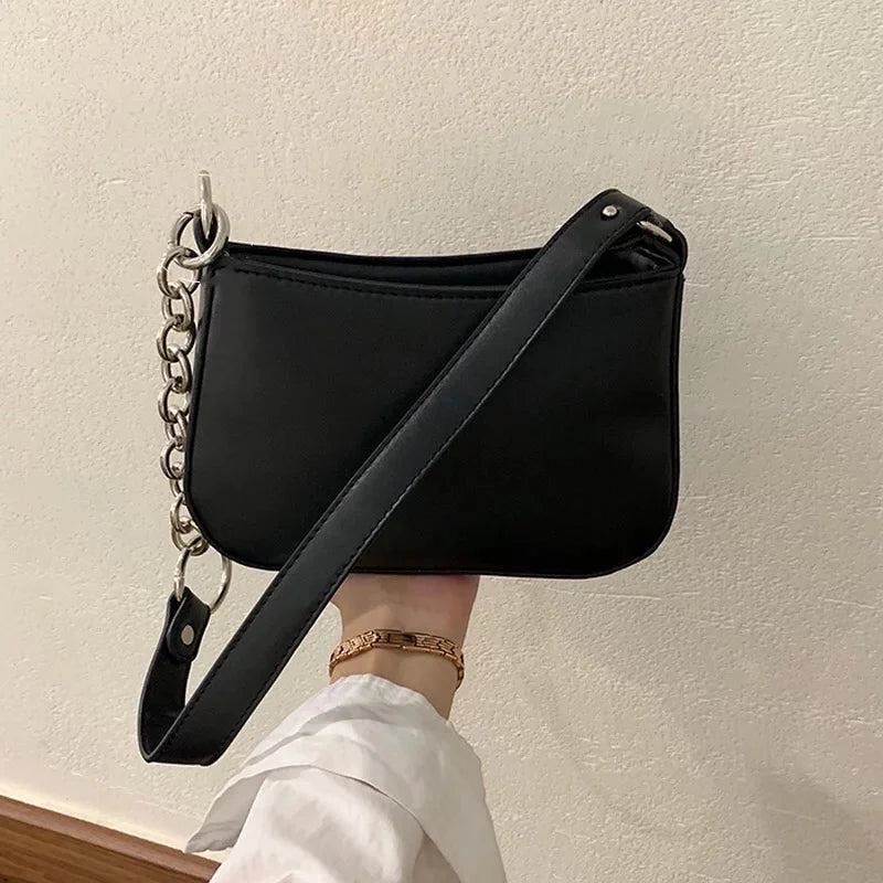 Solid Tote Bag Women Handbag PU Leather Underarm Bag Shoulder Bag