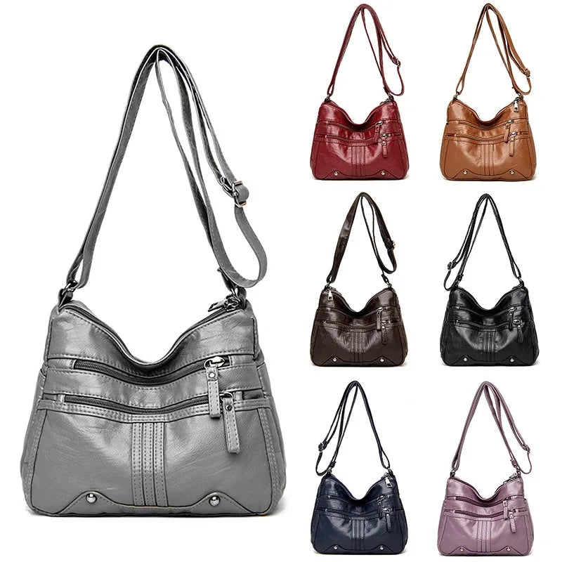 Large Capacity Messenger Bag Soft Leather Shoulder Crossbody Bags