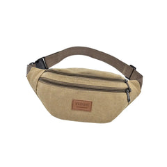 Canvas Waist Pack with Zipper Pocket for Shopping Camping
