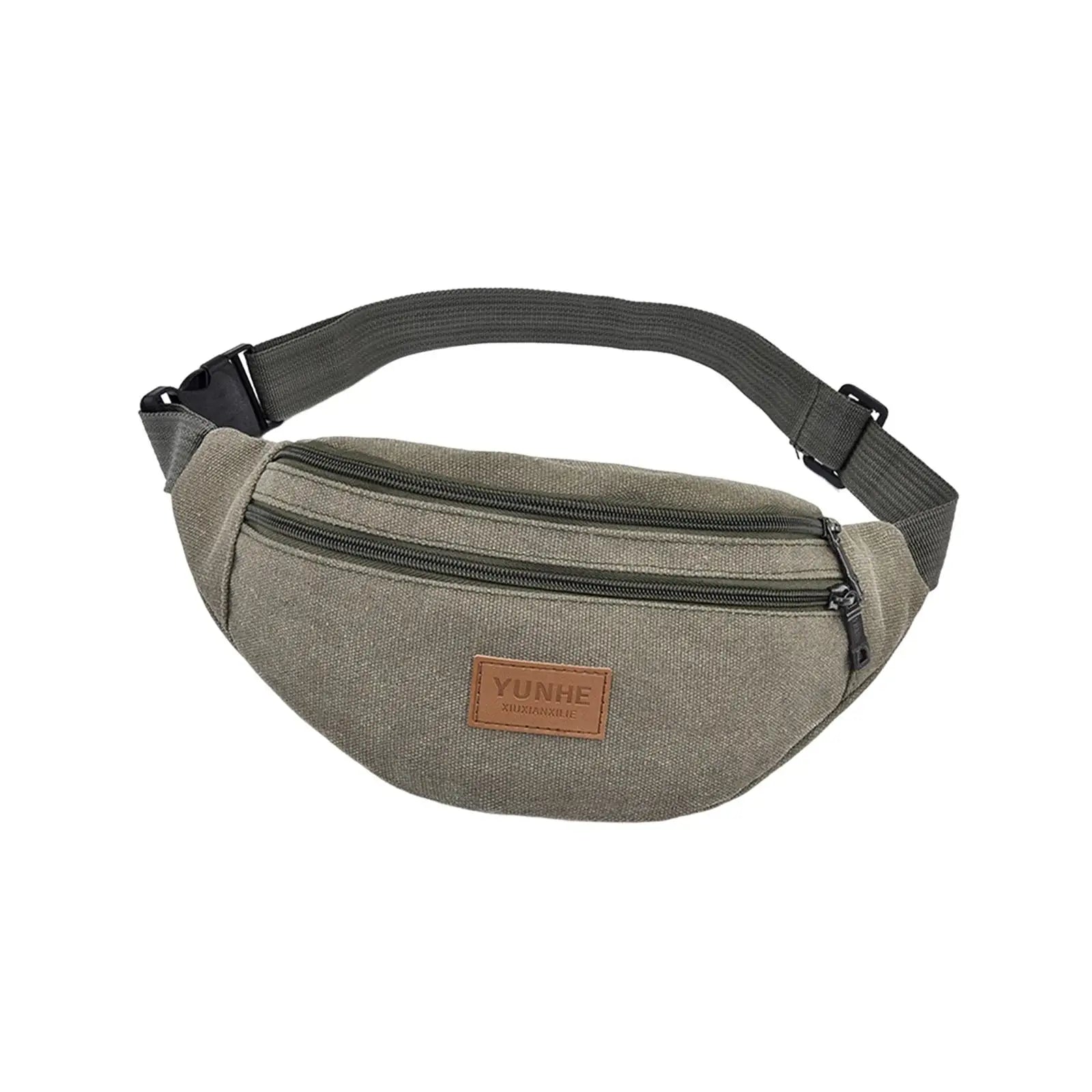 Canvas Waist Pack with Zipper Pocket for Shopping Camping