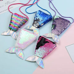 Mermaid Tail Sequins Coin Purse Girls Crossbody Bags Sling Money Change
