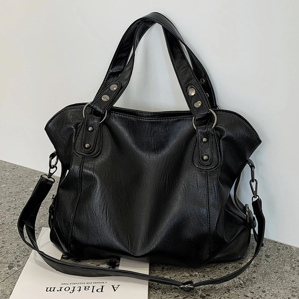 Women Messenger Bag Large PU Leather Crossbody Casual Soft Travel Tote