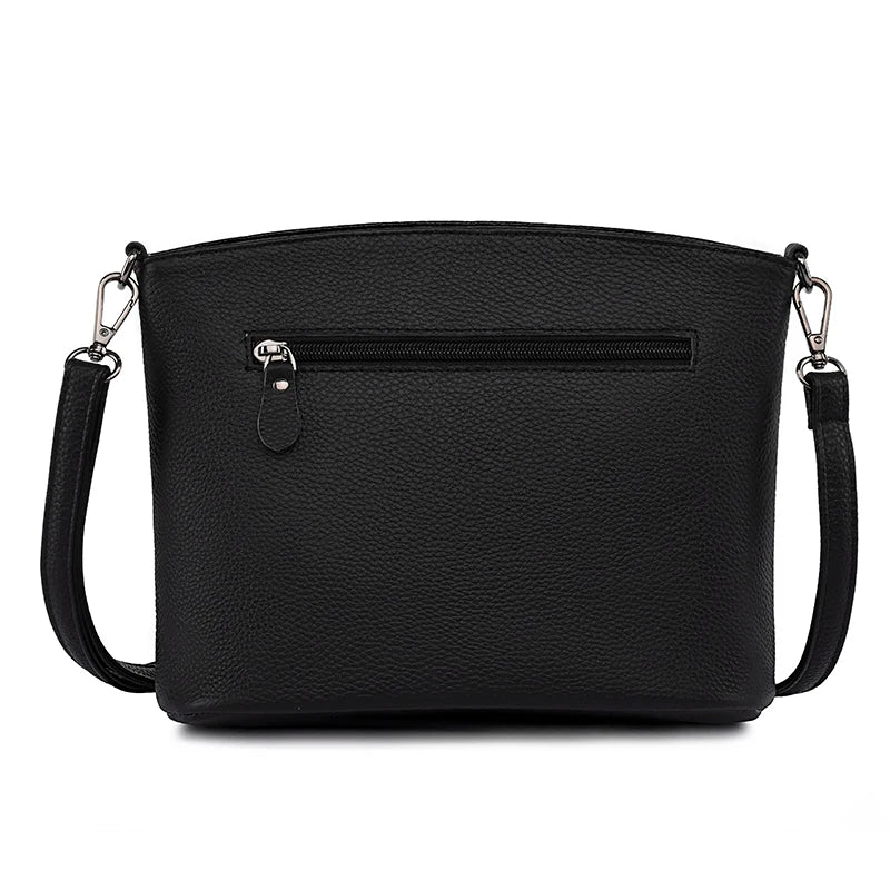 Small Leather Crossbody Messenger Bag Cowhide Women's Casual Handbag