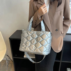 Quilted Nylon Messenger Bag for Women