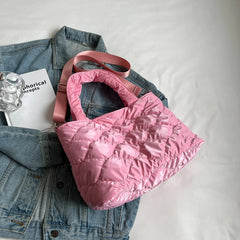 Quilted Nylon Messenger Bag for Women