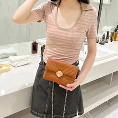 Women Messenger Bag Lingge Embroidery Shoulder Bag Chain Crossbody Bags