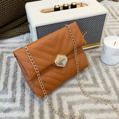 Women Messenger Bag Lingge Embroidery Shoulder Bag Chain Crossbody Bags