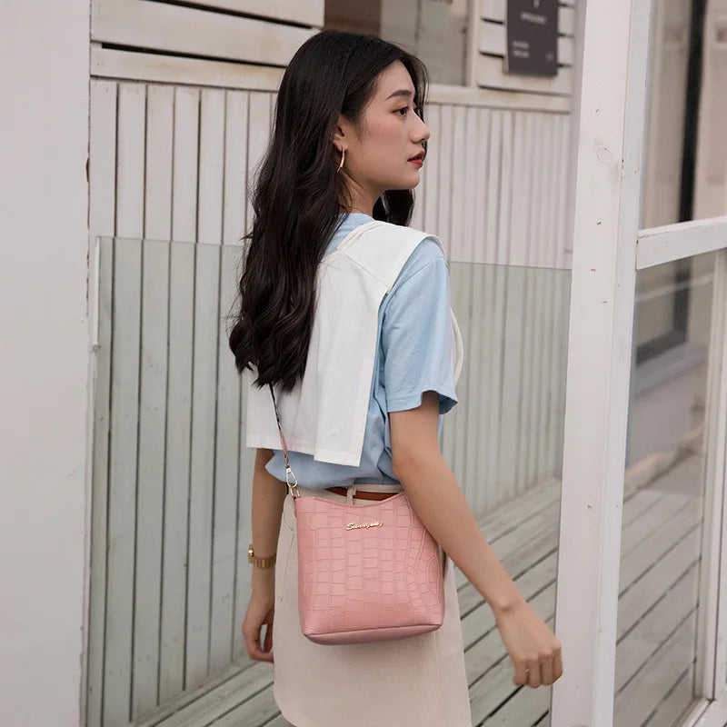 Crocodile PU Leather Messenger Bag Crossbody Shoulder Handbag
