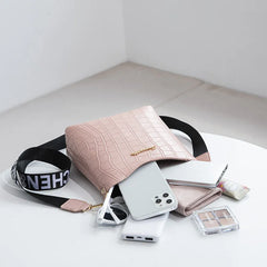 Crocodile PU Leather Messenger Bag Crossbody Shoulder Handbag