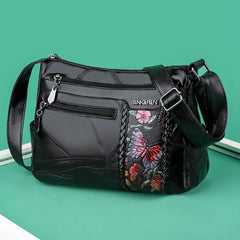 Floral Print Shoulder Bag Vintage PU Leather Crossbody
