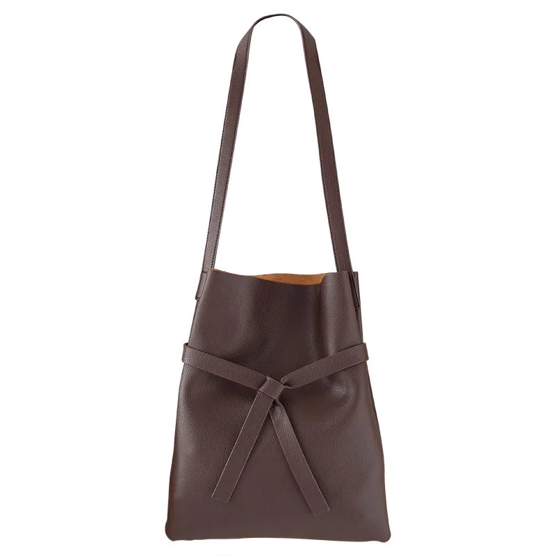 Women Leather Messenger Bag Tassel Handbag Vintage Big Size Tote Shoulder Bag