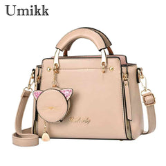 Women Messenger Bags PU Leather Shoulder Handbags with Purse Cat